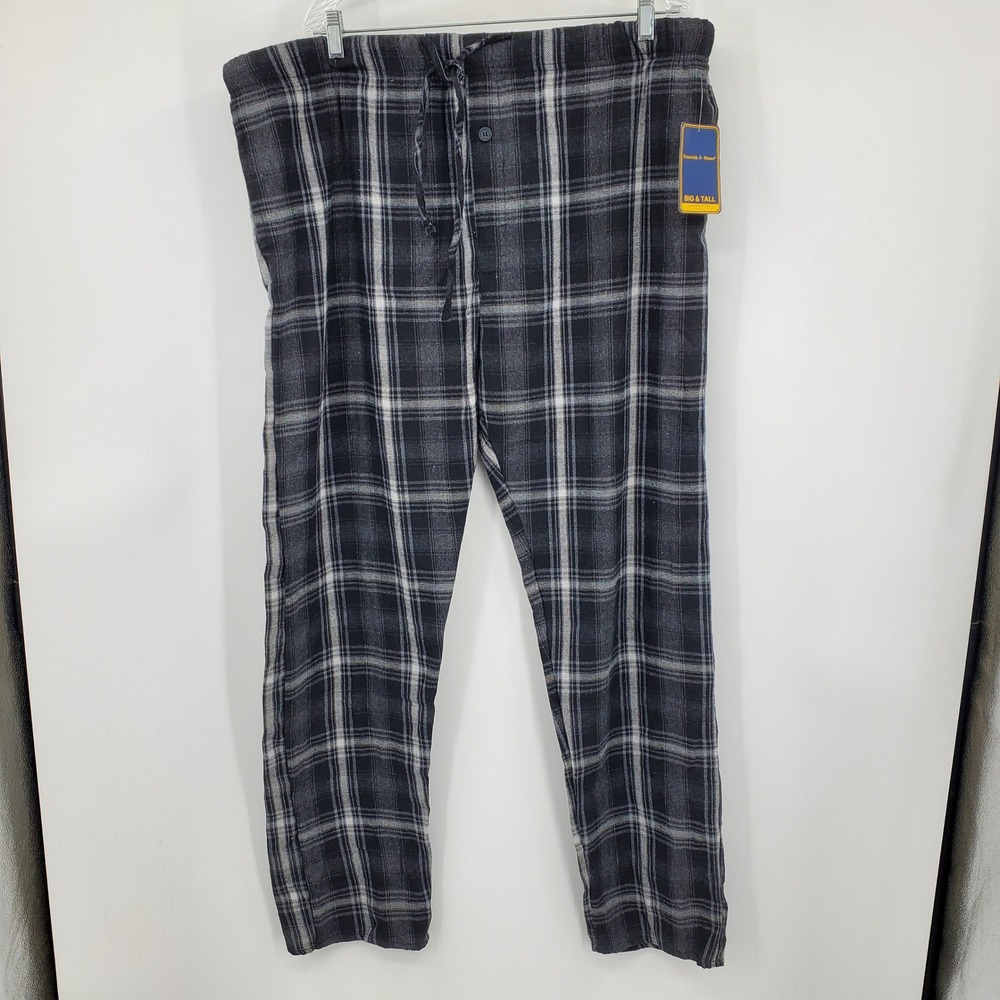 Preswick &‎ Moore Mens 2XLT Flannel Sleep Pants Grey Charcoal Plaid